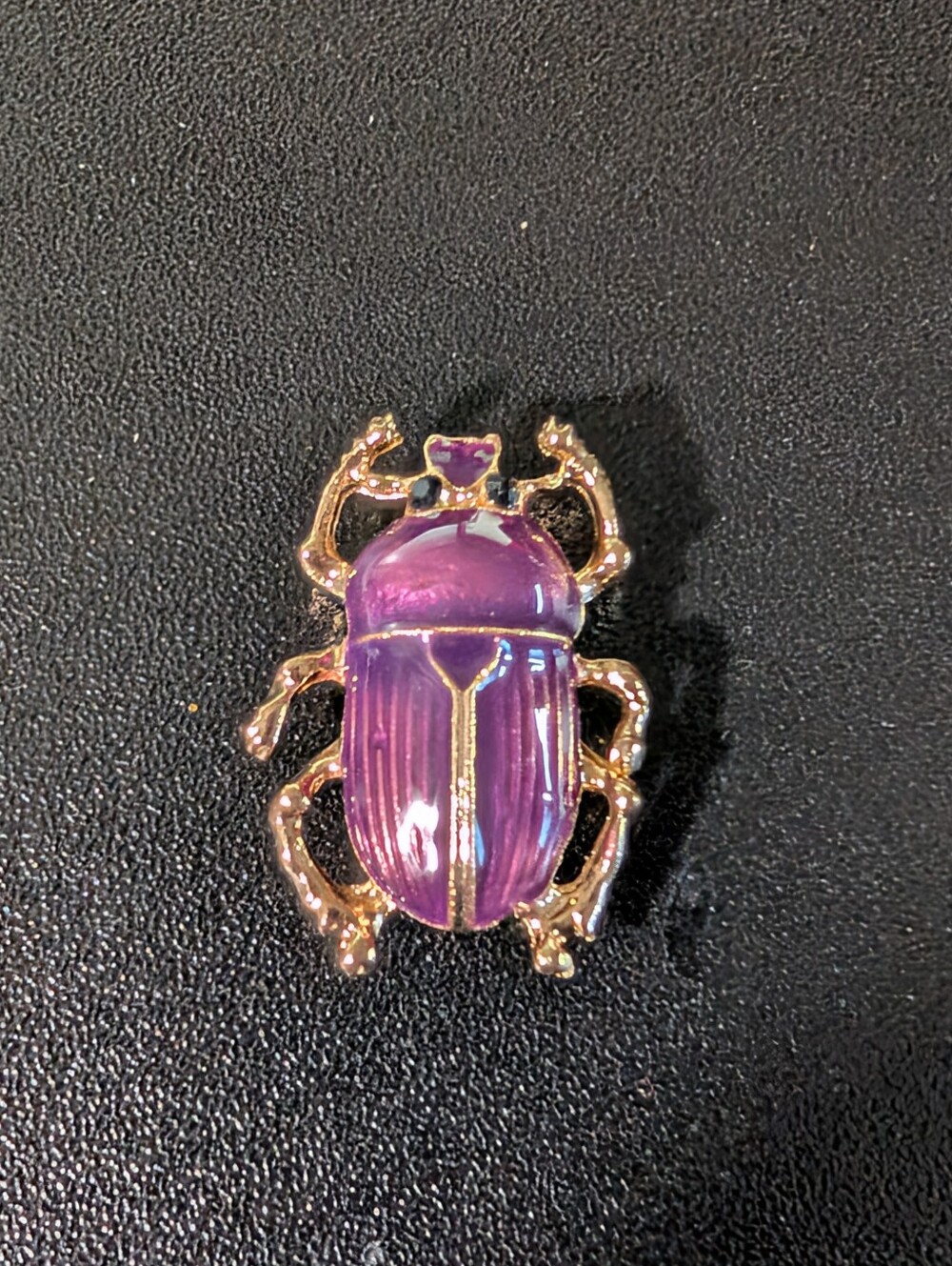 Gold-Tone Purple Scarab Beetle Brooch - Women Jewelry